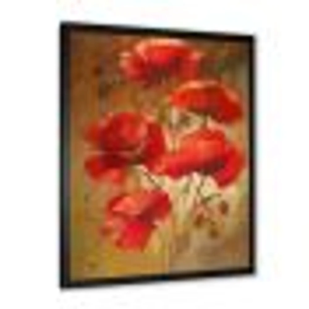 Red Blossoming Poppies IV  Wall Art