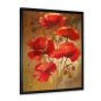 Red Blossoming Poppies IV  Wall Art