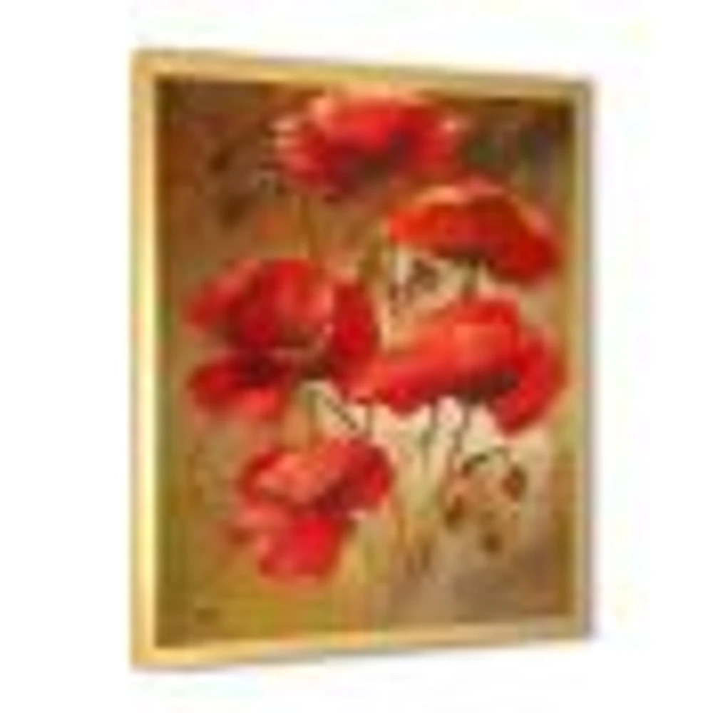 Red Blossoming Poppies IV  Wall Art