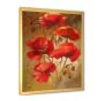 Red Blossoming Poppies IV  Wall Art