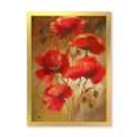 Red Blossoming Poppies IV  Wall Art