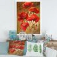 Red Blossoming Poppies IV  Wall Art