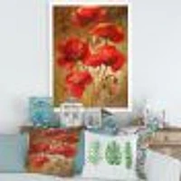 Red Blossoming Poppies IV  Wall Art