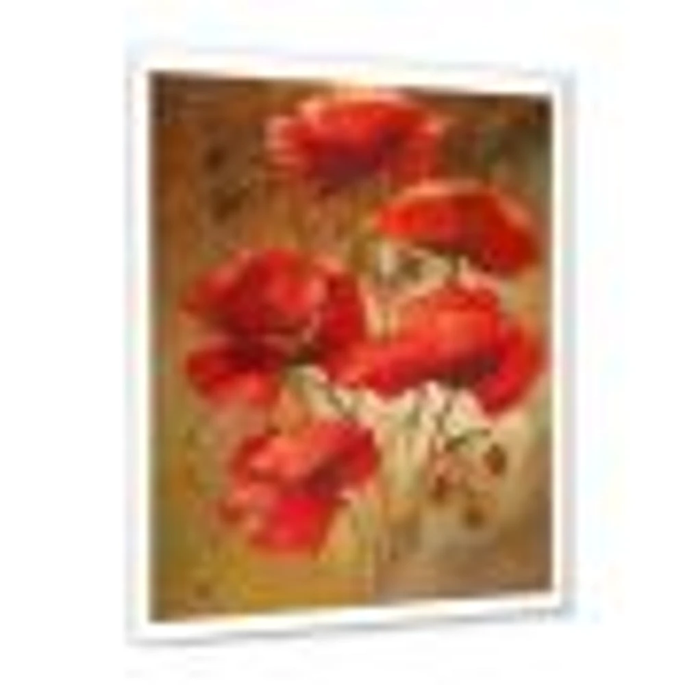 Red Blossoming Poppies IV  Wall Art