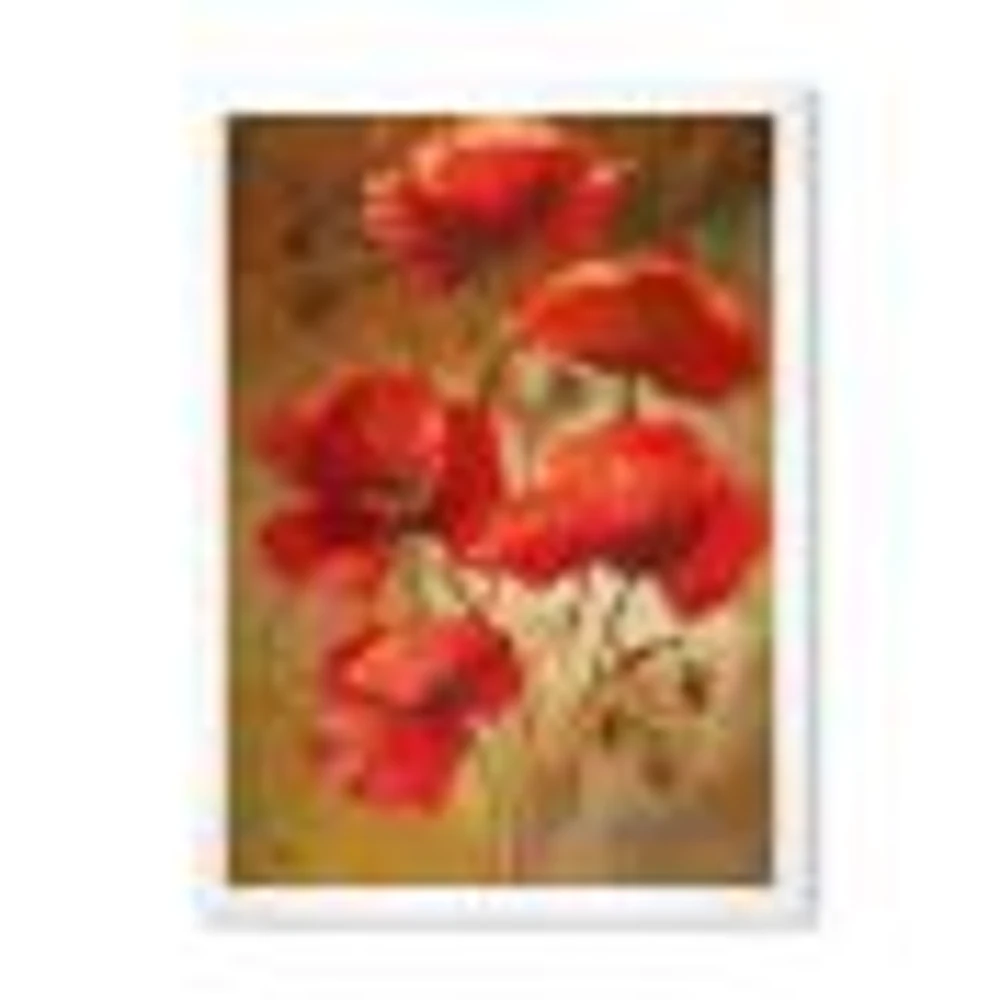 Red Blossoming Poppies IV  Wall Art