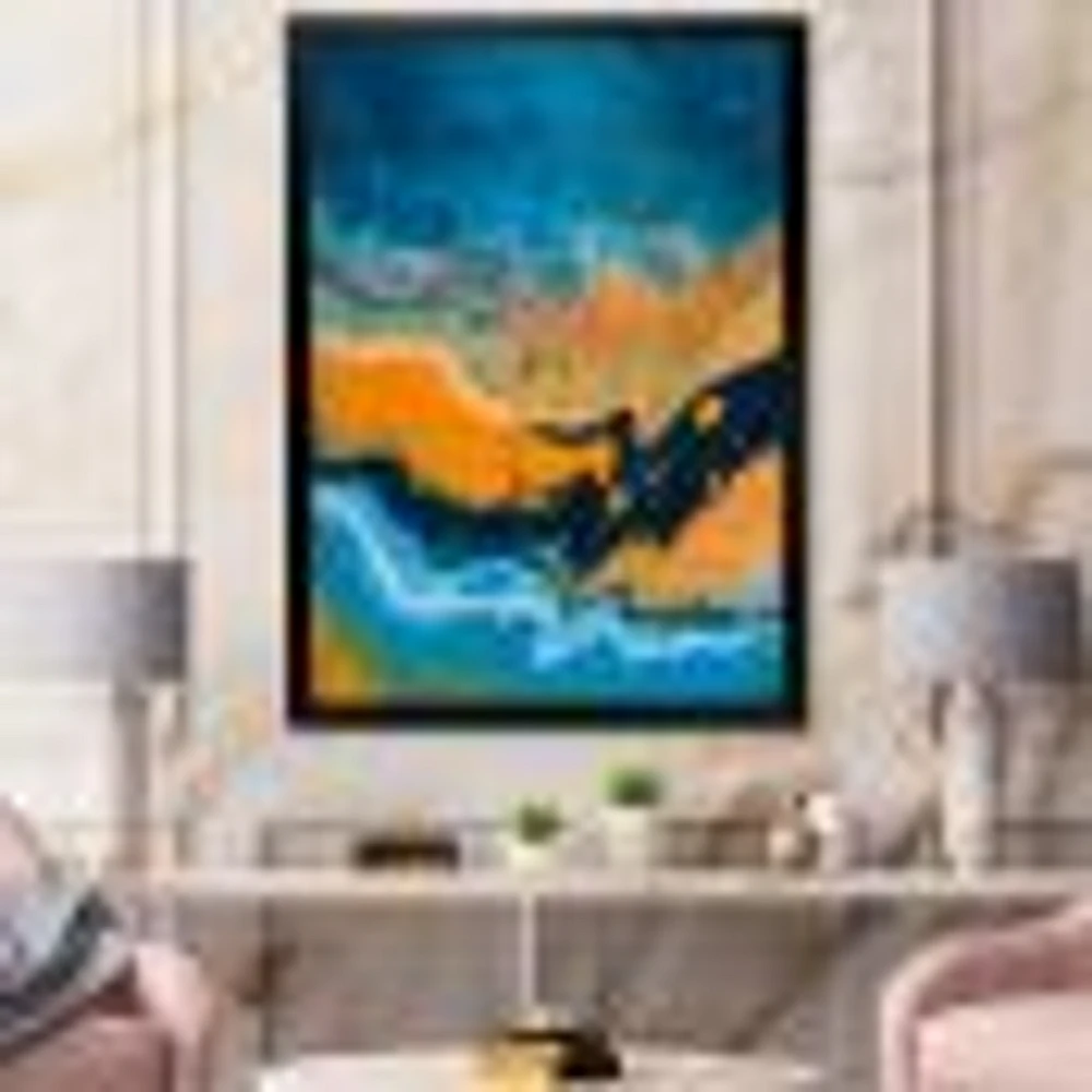 Toile « Abstract Marble Composition Blue and Orange IV »