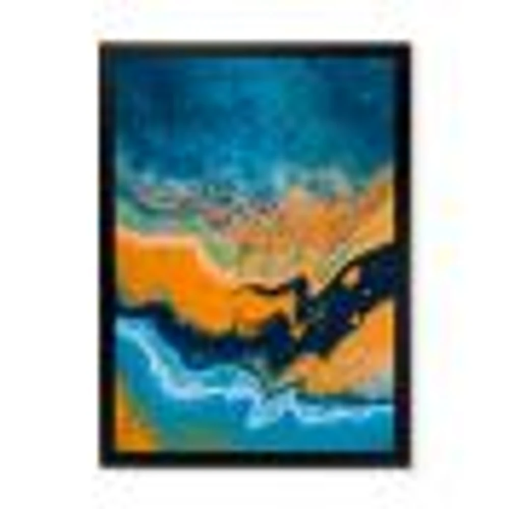 Abstract Marble Composition Blue and Orange IV  Wall Art