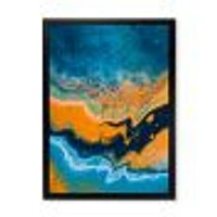 Abstract Marble Composition Blue and Orange IV  Wall Art