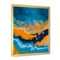 Abstract Marble Composition Blue and Orange IV  Wall Art