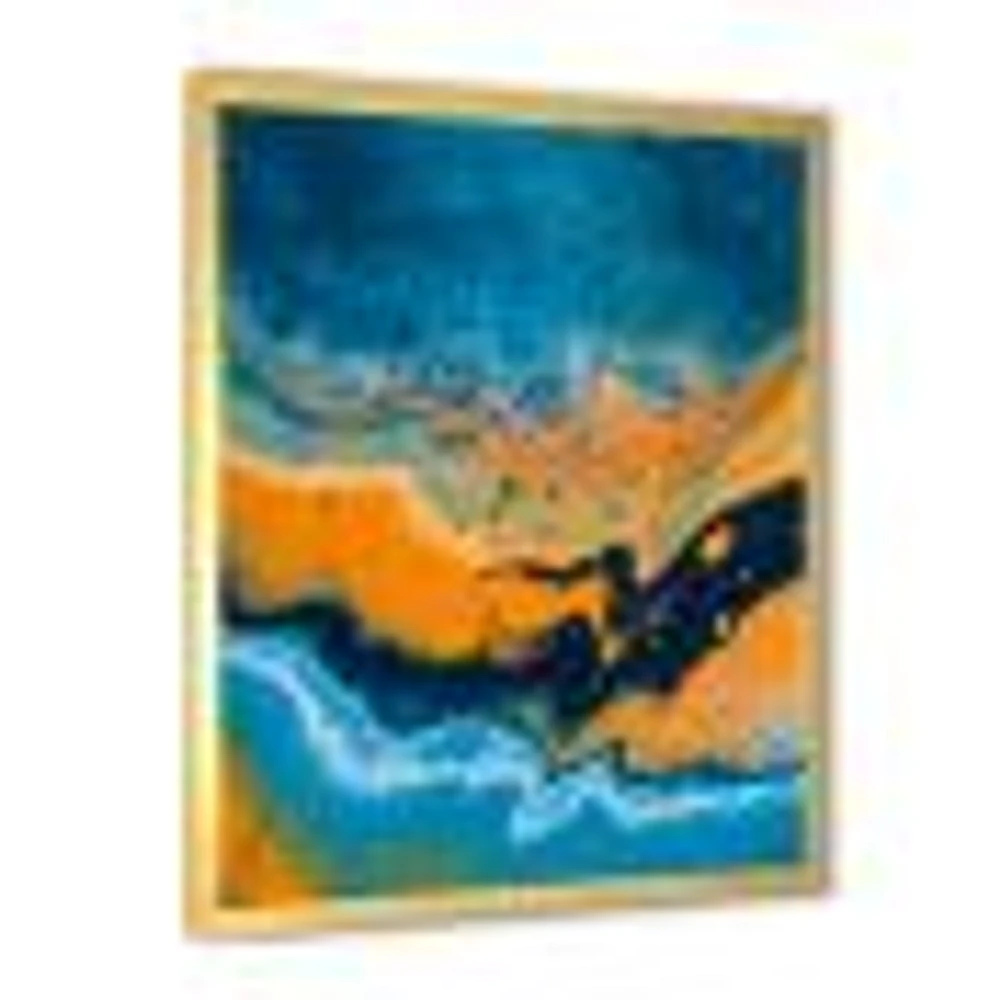 Toile « Abstract Marble Composition Blue and Orange IV »