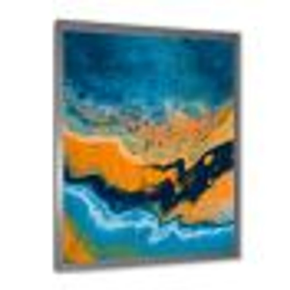 Abstract Marble Composition Blue and Orange IV  Wall Art