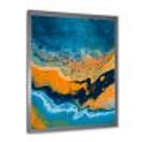 Abstract Marble Composition Blue and Orange IV  Wall Art