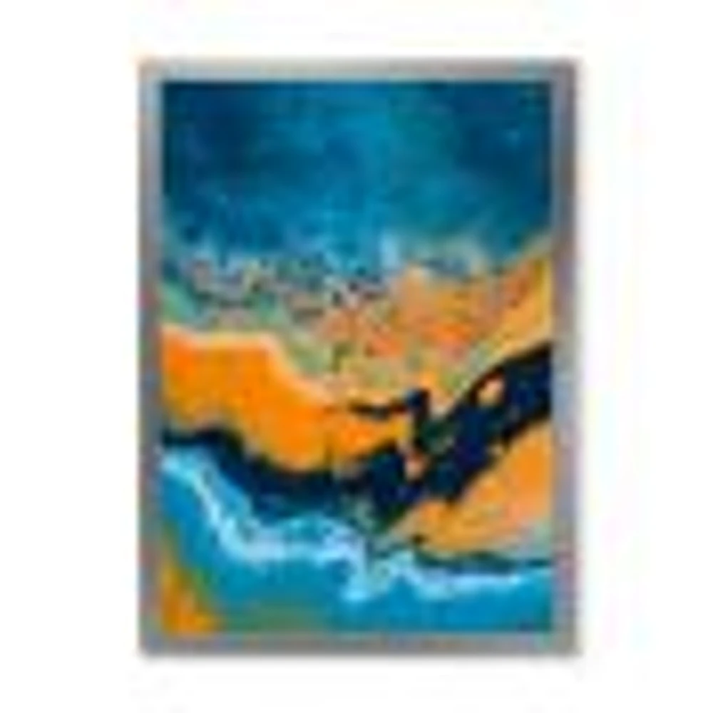 Abstract Marble Composition Blue and Orange IV  Wall Art