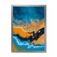 Abstract Marble Composition Blue and Orange IV  Wall Art