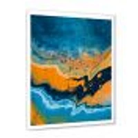 Abstract Marble Composition Blue and Orange IV  Wall Art