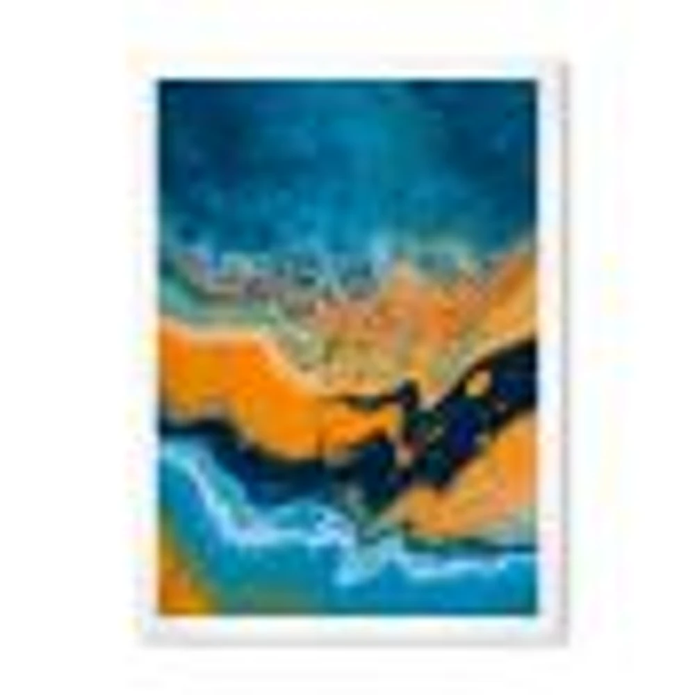 Abstract Marble Composition Blue and Orange IV  Wall Art