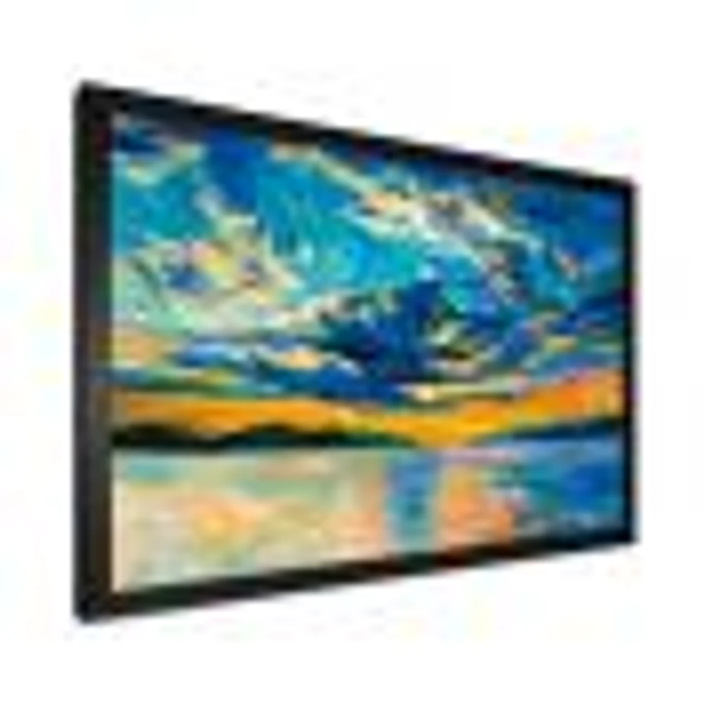 Cloudy Wide Open Sunset Over Ocean Horizon  Wall Art