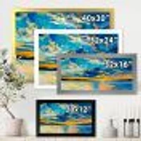 Cloudy Wide Open Sunset Over Ocean Horizon  Wall Art