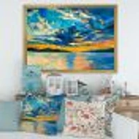 Cloudy Wide Open Sunset Over Ocean Horizon  Wall Art