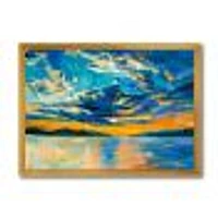 Cloudy Wide Open Sunset Over Ocean Horizon  Wall Art