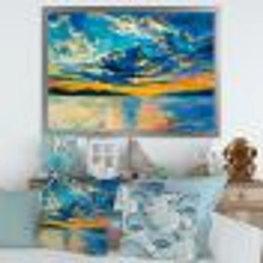 Toile « Cloudy Wide Open Sunset Over Ocean Horizon