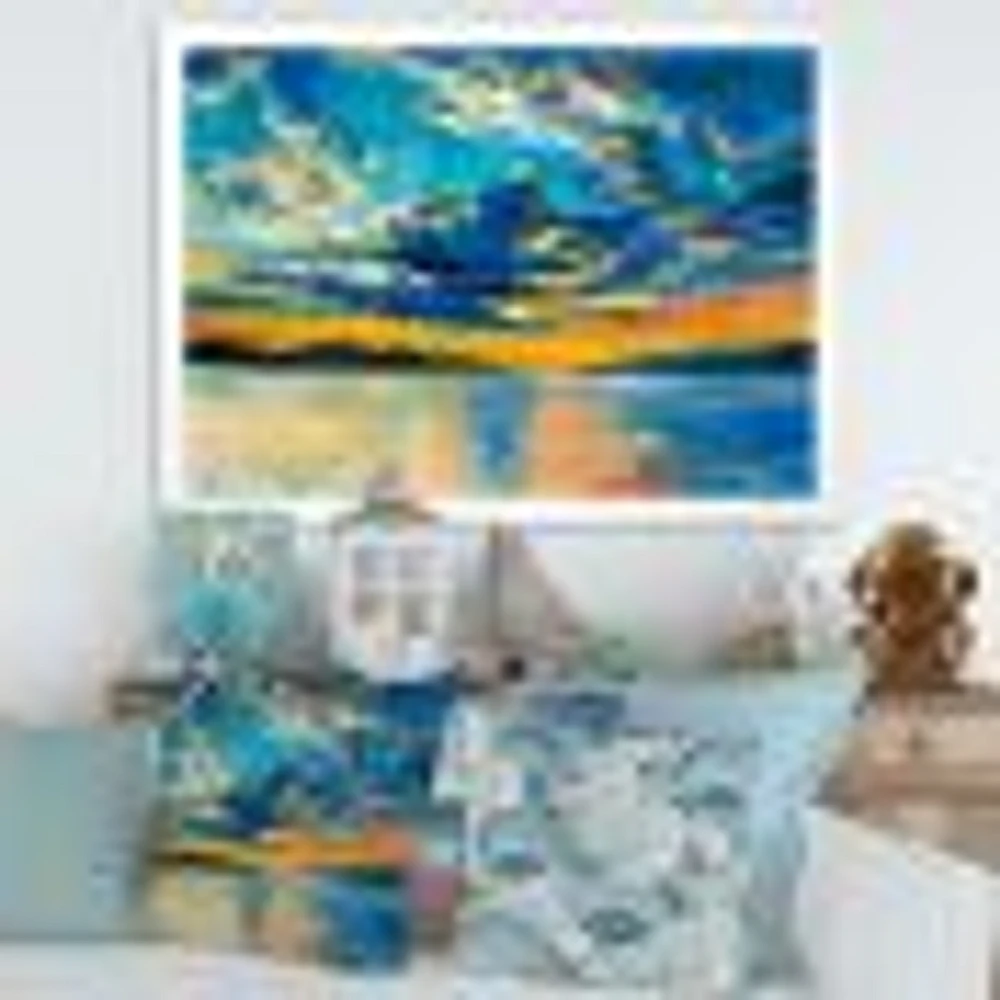 Toile « Cloudy Wide Open Sunset Over Ocean Horizon