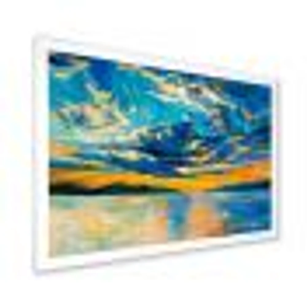 Cloudy Wide Open Sunset Over Ocean Horizon  Wall Art