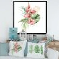 Tropical Bouquet with Anthurium Lupine & Leaves I  Canvas Wall Art Print