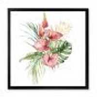 Tropical Bouquet with Anthurium Lupine & Leaves I  Canvas Wall Art Print