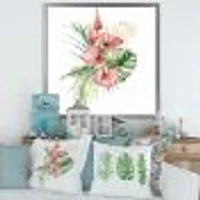 Tropical Bouquet with Anthurium Lupine & Leaves I  Canvas Wall Art Print