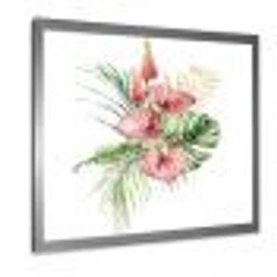 Tropical Bouquet with Anthurium Lupine & Leaves I  Canvas Wall Art Print