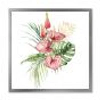 Tropical Bouquet with Anthurium Lupine & Leaves I  Canvas Wall Art Print