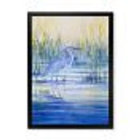 Blue Heron on The Lake Shore At Sunset  Canvas Wall Art Print