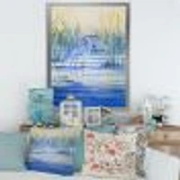 Blue Heron on The Lake Shore At Sunset  Canvas Wall Art Print