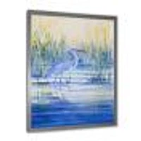 Blue Heron on The Lake Shore At Sunset  Canvas Wall Art Print