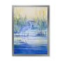 Blue Heron on The Lake Shore At Sunset  Canvas Wall Art Print