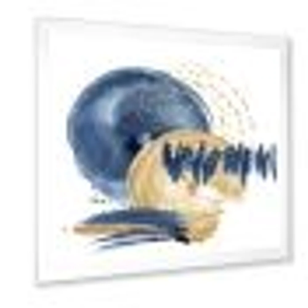 Dark Blue & Gold Abstract Circle Ocean Texture  Wall Art