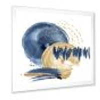 Dark Blue & Gold Abstract Circle Ocean Texture  Wall Art