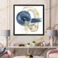 Abstract Dark Blue Gold & Black Underwater Life Canvas Wall Art Print