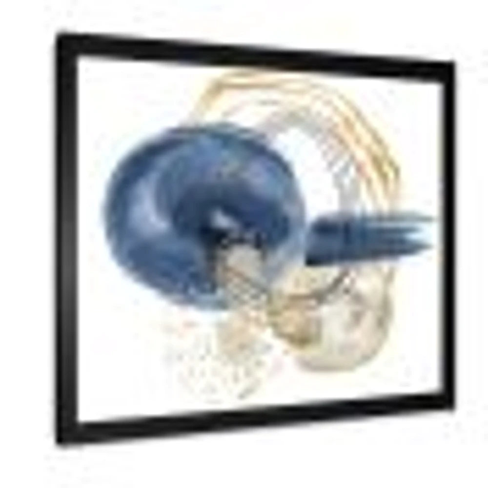 Abstract Dark Blue Gold & Black Underwater Life Canvas Wall Art Print