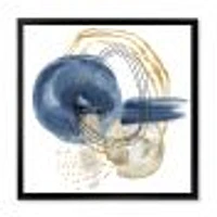 Abstract Dark Blue Gold & Black Underwater Life Canvas Wall Art Print