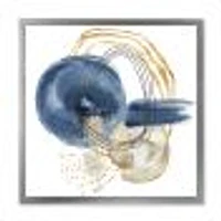 Abstract Dark Blue Gold & Black Underwater Life Canvas Wall Art Print