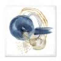 Abstract Dark Blue Gold & Black Underwater Life Canvas Wall Art Print