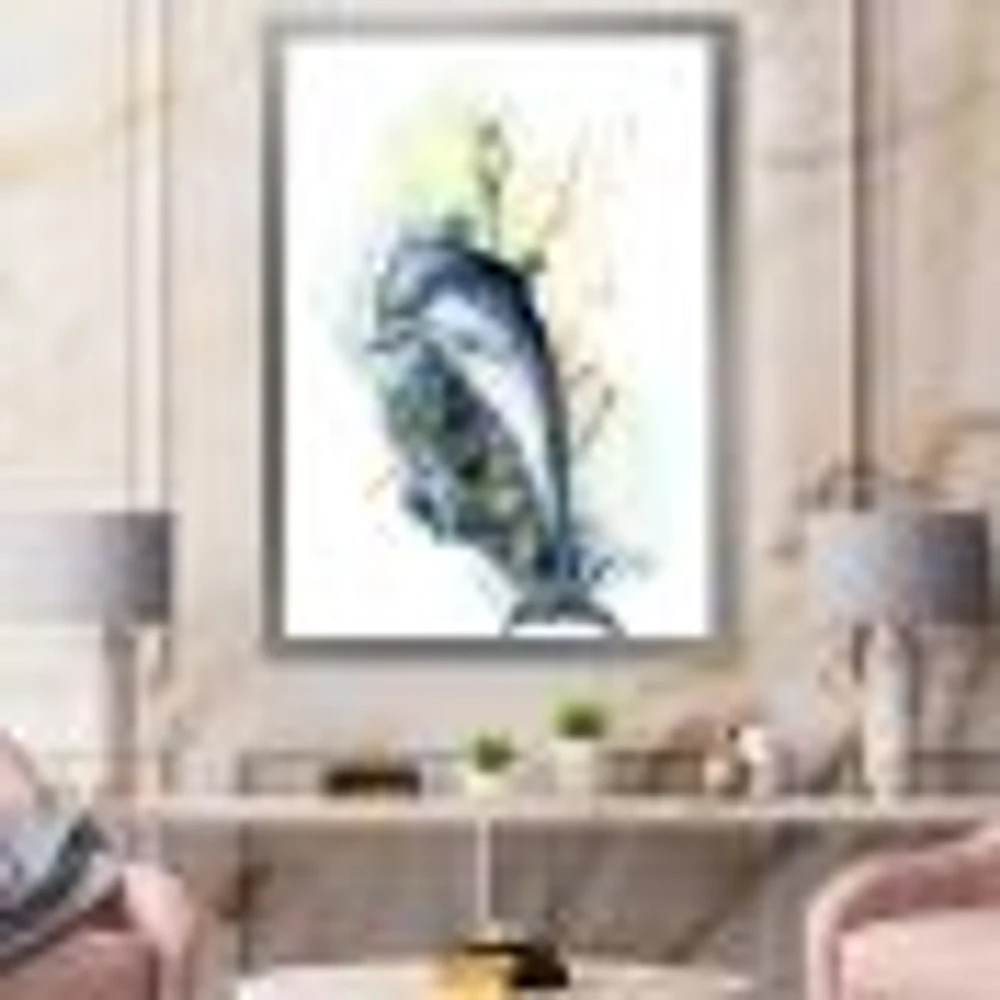 Dolphin Turtle Anchor & Linear Coral Reef Plants  Canvas Wall Art Print