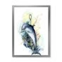 Dolphin Turtle Anchor & Linear Coral Reef Plants  Canvas Wall Art Print