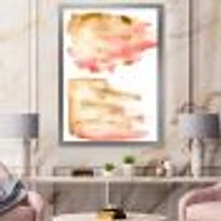 Pink Gold Red and Beige Abstract Clouds  Canvas Wall Art Print