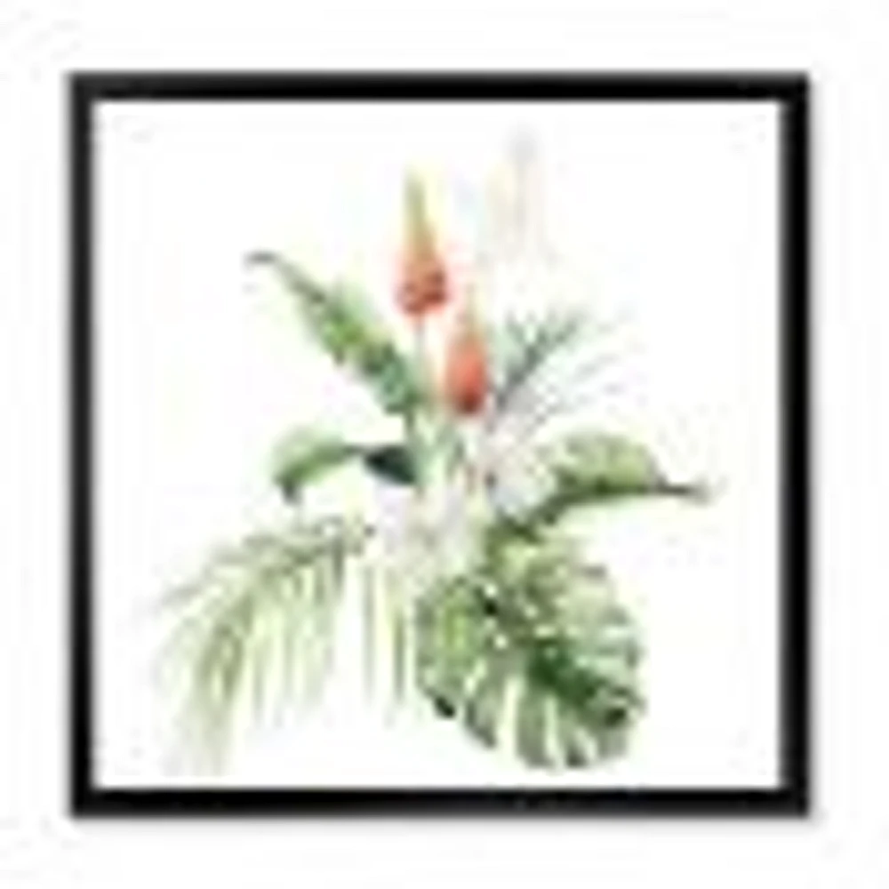 Tropical Bouquet with Lupine Plumeria Palm Leaves  Wall Art