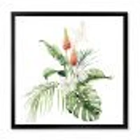 Toile imprimée « Tropical Bouquet with Lupine Plumeria Palm Leaves »