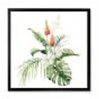 Tropical Bouquet with Lupine Plumeria Palm Leaves  Wall Art