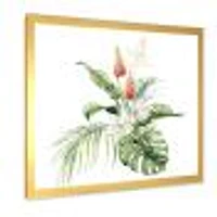 Tropical Bouquet with Lupine Plumeria Palm Leaves  Wall Art